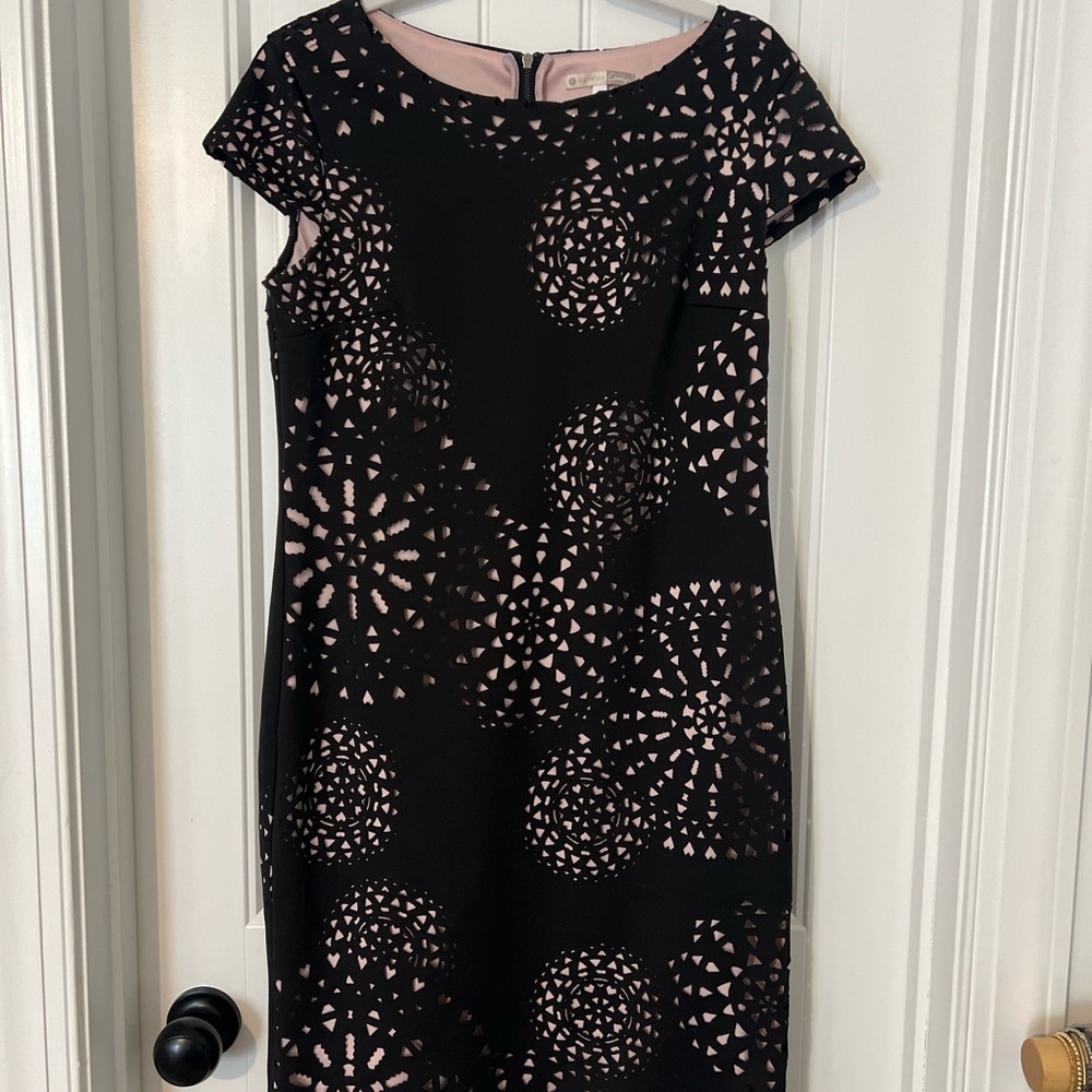 Signature Black and Pink Geometric Midi Dress